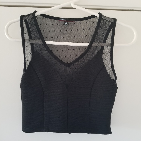 Love Culture Tops - LOVE CULTURE Black Crop Top Swiss Dots Size Small